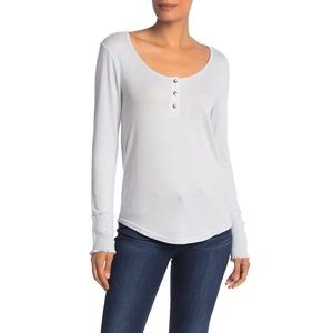 NEW Susina Scoop Neck Smocked Cuff Brushed Henley